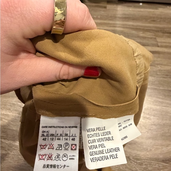 NWOT Max Mara Suede Leather Jacket Silk Lined Brown Tie Waist Italy Size 46 US12 - Picture 9 of 11